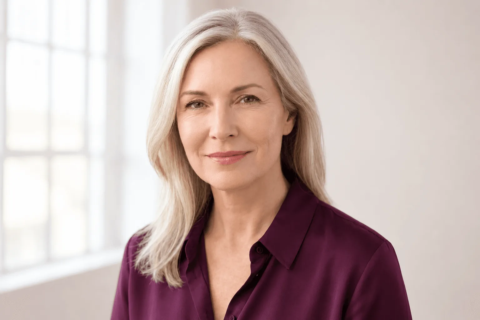 Woman in her fifties studying forehead lines in a mirror before wrinkle treatment at Applegate MedSpa in Covington, KY