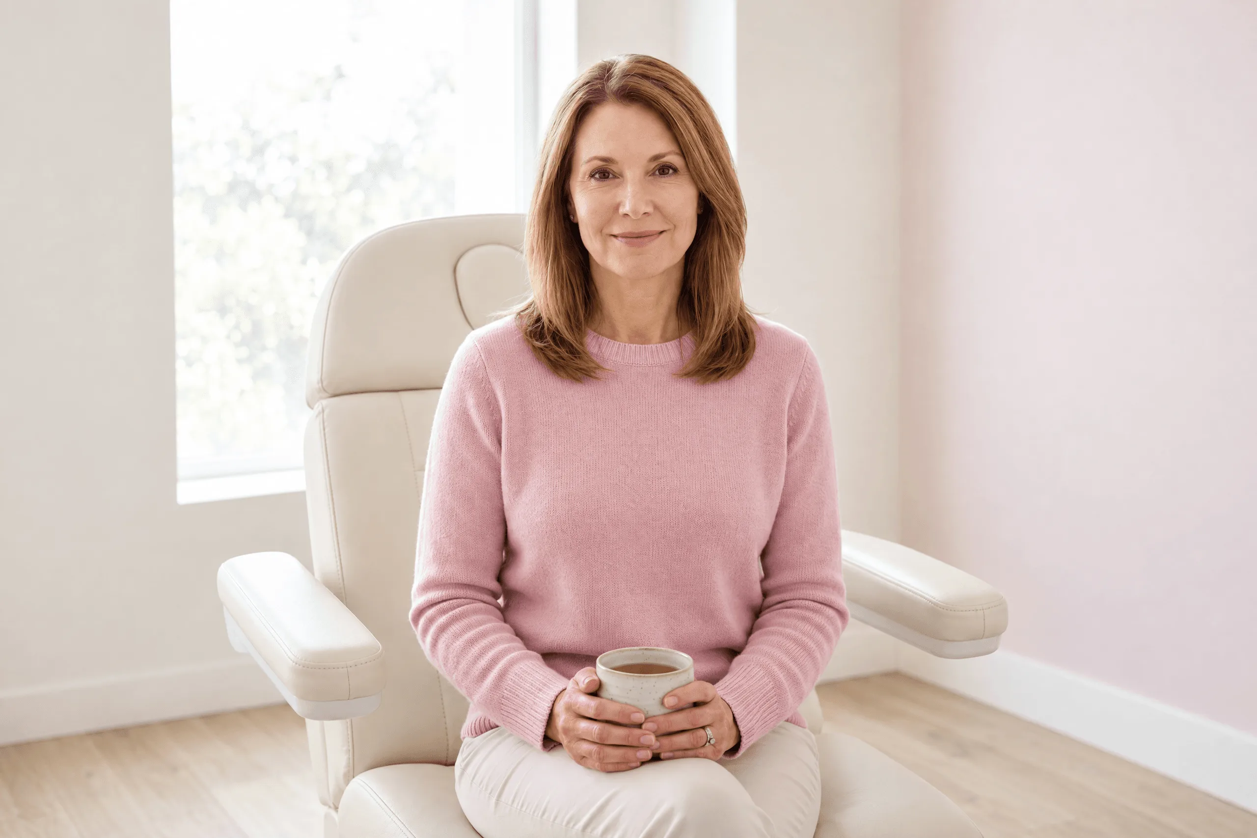 Confident woman in her fifties after urinary incontinence treatment at Applegate Dentistry and MedSpa in Covington, KY